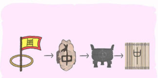 L'origine du caractère chinois 中 - zhōng - milieu