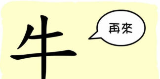 L'origine du caractère chinois 牛 - niú - vache