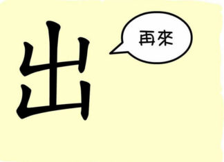 L'origine du caractère chinois 出 - chū - sortir