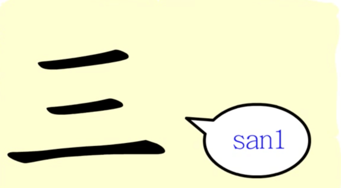 L'origine du caractère chinois 三 - sān - trois