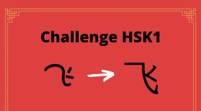 Test HSK1 - caractère chinois 飞 – fēi – voler