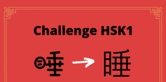 Test HSK1 - caractère chinois 睡 – shuì – dormir