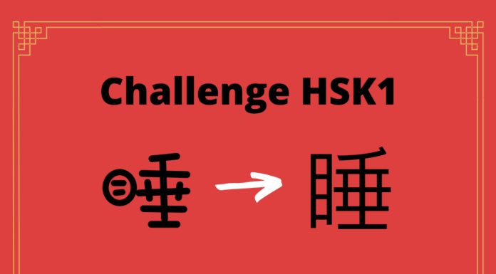 Test HSK1 - caractère chinois 睡 – shuì – dormir