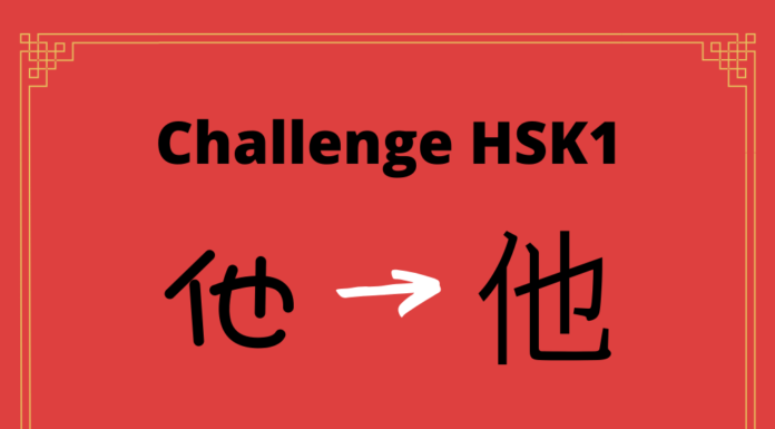 Test HSK1 - caractère chinois 他 – tā - il
