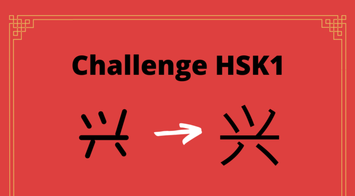 Test HSK1 - caractère chinois 兴 – xìng - goût