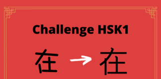 Test HSK1 - caractère chinois 在 – zài – exister