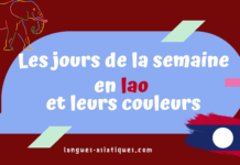Les jours de la semaine en lao et leurs couleurs