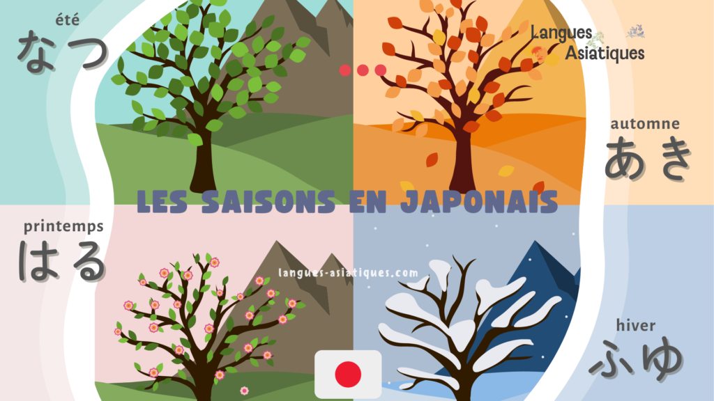 les saisons, printemps, été, automne, hiver en japonais